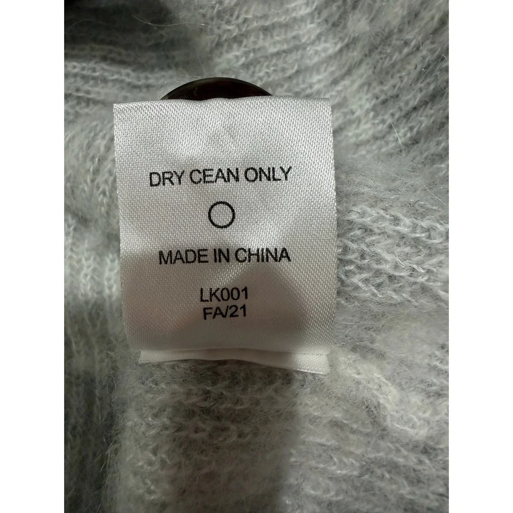 Quince Alpaca Wool Blend Ribbed Cardigan Sweater Light Gray Size Medium - Picture 6 of 6